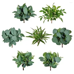 Fiori decorativi 1/10 pezzi pianta artificiale foglie eucalipto gambo vegetazione con piante finte di fiori regalo per la casa decorazioni per la casa ornamento