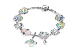 Moda Magnolia Style urok Bracelets 925 Sterling Srebrny szklany murano szkło europejskie koraliki urokowe pasują do bransoletki chmury kwiat Dangle DI9236296