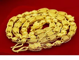 Ciężki ciężki koralik 48G 24K Dragon Real Yellow Gold Men039s Naszyjnik łańcuch krawężnika 5 mm biżuteria
