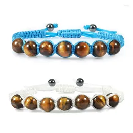 Strand 7 pärlor flätade armband 8mm natursten armband för män kvinnor justerbart reparmband mode smycken avstånd yoga gåvor