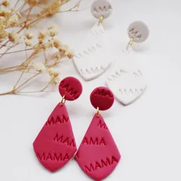 Dangle Earrings MAMA Drop For Women Girls Polymer Clay Handmade Geometry Pendant Earing Jewelry Accessory Mother's Day Gifts