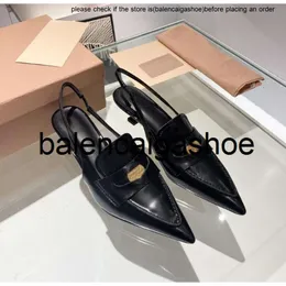Miui Heel Womens Cat Sandals and Shoes Metal Tip Wedding Shoes Low Heel Banquet High Heel Shoes Muller Shoes Patched Dress Sandal