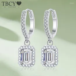 Серьги TBCYD 6 8 мм 2CT D Цвет Moissanite Hoop Drop для женщин 925 стерлинговые серебро сияющие изумруды вырезаны украшения