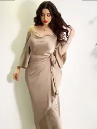 Ubranie etniczne Eid Ramadan Dubai Party Sukienka Sexy Women Belt Morocco Kaftan Elegancki vestidos Largos Mujer Turkey Sabie Jalabiya 2024