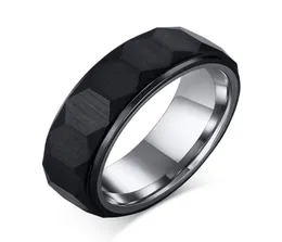 Hexagon Herren Ringe schwarzer Wolfram -Carbid Einzigartige dreidimensionale Oberflächen -Ehering für Mann Komfort tragen Anel4321607