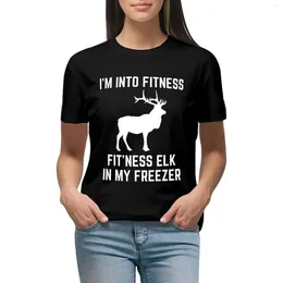 Polos femininos, eu gosto de fitness fit'ness alce na minha camiseta de caça ao freezer roupas femininas tampos fofos mulheres