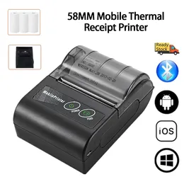 Mini Portable Printer Thermal Wireless kvitto 58mm Bluetooth Mobil skrivarmaskin för småföretagsskrivare för datorer 240420