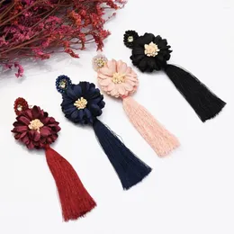 Dangle Earrings Boho Flower Bead Long Drop Drop Fringe Vintage Women Crystatassel Statementブランドジュエリー女性アクセサリー