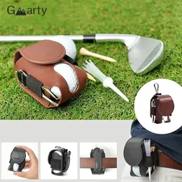 Bag Pouch Mini Pocket Leather Golf Ball Storage Metal Button Holder Håll 2 bollar Tillbehör 240425