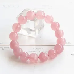 Strand Natural Deep Pink Rose Fashion Armband Summer Simple Crystal Bead Armband Crackle Girl Present smycken Tillbehör