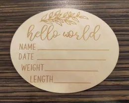10st Wood Milestone Card Hello World Trä Personligt Baby -tillkännagivande Plack Sign Pography Props Dusch Gift2590047