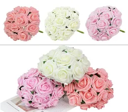 Dekoracyjne kwiaty wieńce 1025pcs 7 cm różowy beżowy pianka pianka Rose sztuczna bulionowa bukiet domowa dekoracja ślubna scrapboboo4192181