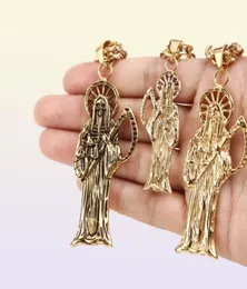 قلادة قلادة Witaya الكلاسيكية الرجعية الموت من Angel Santa Muerte Mens Necklace 316L المجوهرات المصنوعة من الفولاذ المقاوم للصدأ Men Gift2313027