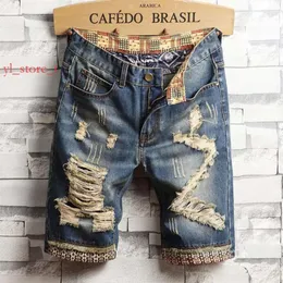 Purple Branddesigner Mens Ripped Short Jeans Brand Clothing Bermuda Cotton Shorts Breathable Denim Shorts Male High Qualitynew Fashion Baggy Jeans 4056