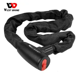 WEST BIKING Anti-theft Bicycle Lock MTB Road Bike Safety Chain Lock With 2 Keys Outdoor Cycling Bicycle Accessories Bike Locks 240418