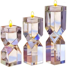 Kerzenhalter Party liefert elegante schwere solide Square Diamond Cut Teelight Sets Kerzen für Hochzeitstisch Dekoration Jar Home Home