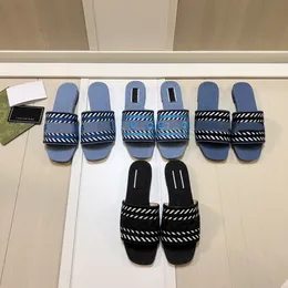 Designer kvinnor glider sandaler platt tofflor plattform denim strand gelé gummi skript broderade skor sommar höst mulor utomhus vattentät denim