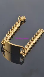 Est Jewelry Charming Men039S ID -armband 15mm rostfritt stål Guldtonkedja armband för män 866quot hög kvalitet6770595