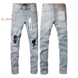 Designer roxo calça calça empilhada calça bordado de motoqueiro rasgado para jeans jeans jeans lágrimas lágrimas e americanas jeans vintage jeans 9099