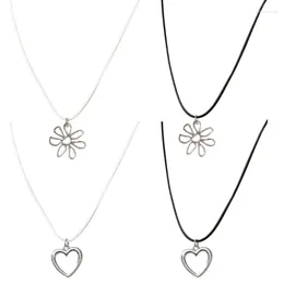 Pendant Necklaces Flower/Heart Necklace Leathers Cord Jewelry For Women Girls D0LC