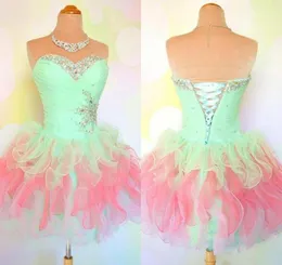 Abiti da ballo per increspatura di sweetheart menta rosa multicolore piccolo mini abito da ballo corsetto ritorno a casa 2019 cocktail da festa ve reale postile 2111283