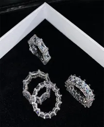 Ins top продавать бренд Desgin Wedding Rings Luxury Jewelry Real 925 Серебряная серебряная принцесса Cut White Topaz Party Cz Diamond Women E5057708