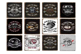 2021 New Motorcycle Skull Wolf Sinais de placas de pub decoração de parede de parede vintage Metal Tin Sign Home Garage Decor Postersa4383313