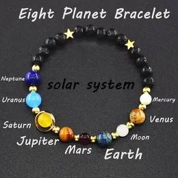Universe Galaxy Eight Planets Armband Solar System Natural Stone Beads Charm Stars Armband för kvinnor Fashion Par Smycken 240423