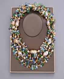 مجوهرات Guaiguai 4 خيوط 25 ملم الأرجواني الأرجواني Keshi Baroque Pearl Colorful Clastal Necklace المصنوعة يدويًا للنساء الأحجار الكريمة الحقيقية Stone LA1895694