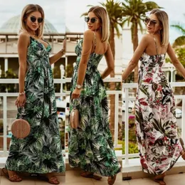 نساء الصيف vnecklessless camisole التنقل المطبوعة الشيفون البوهيمي فستان الأزهار 240419