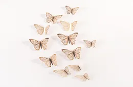 12pcset 3D лазерная настенная наклейка Полая бабочка для детских комнат DIY Mariposas холодильники.