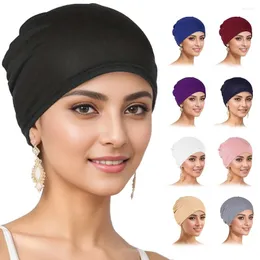 Scarves Solid-Color Turban Hat Head Scarf For Ladies Women Causal Cap Headband Breathable Full Cover Headwear Daily Wear