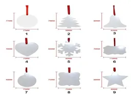 새로운 승화 블랭크 크리스마스 장식물 복식 복식 두스마 트리 펜던트 멀티 모양 알루미늄 플레이트 금속 매달린 태그 휴일 DECO3958682