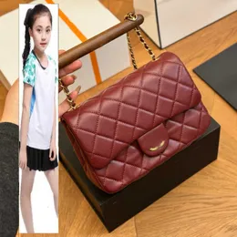 Kids Bags Luxury Brand CC Bag Womens Lambskin Wood Hand Totes Classic Mini Flap Square Quilted Bags Gold Metal Hardware Matelasse Crossbody Shoulder Handbag Turn Loc