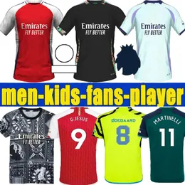 24 25 SAKA ARsen soccer jerseys SMITH ROWE G.JESUS SALIBA Fans Player version ODEGAARD MARTINELLI 2024 2025 NKETIAH football kits shirt Kids boys Away Black uniforms