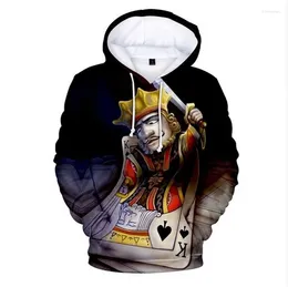 Herrtröjor poker 3d trycker avslappnad mode hoodie överdimensionerad sweatshirt hip-hop streetwear pullover coat