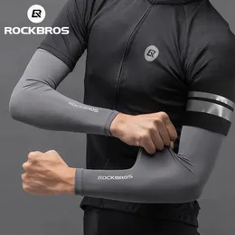 Rockbros Ice Silk Sun Protection Bicycle Bicycle Arm Weeves Breed e traspiranti Mens Outdoor Sports Driving Brain Guards Summer 240425