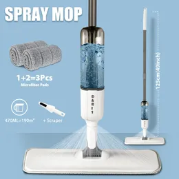 DARIS Spray Flat Mop With Reusable Microfibers Pads 360° Rotation Floor Cleaning Mop 500ML Big Capacity Square Triangle Bottle 240417