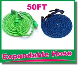 high quality 50FT retractable hoseExpandable Garden hose Blue Green color fast connector water hose with water gun OMD96530183