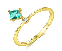 Güzel 925 STERLING Gümüş Dainty Takı Emerald CZ Yüzük Kadınlar Nişan Düğün Partisi Hediyesi 3811980