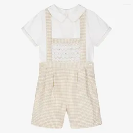 Bekleidungssets Hochzeit Kinder Spanisch Kleidung Set Jungen Anzug Baby Kurzarm Shirt Plaid Hosen Geburtstag Weihnachten Outfit