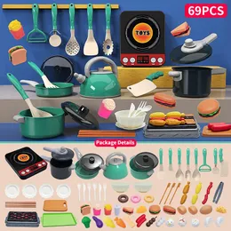 69/84/92/108st Play Kitchen Accessories Set Toy For Kids Pretase Food Cooking Kitchen Playset Toys Christmas Gift for Children 240420