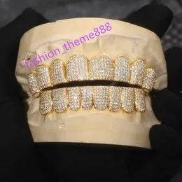 Maßgeschneiderte personalisierte VVS VVS1 Moissanit Diamond Mens Hip Hop 14k Weißgold aus 18 Karat Goldplatte Grillz Zähne Dekoration