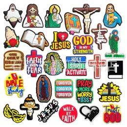 28Colors Jesus Anime Charms Wholesale Childhood Memories Game Rolig present Cartoon Charms Shoe Accessories PVC Decoration Buckle Soft Rubber Clog Charms