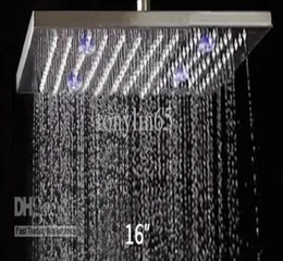 LED Shower Head Stainless Steel30416 Inch Square Brushed Nickel Overhead Rainfall Top Shower5458832