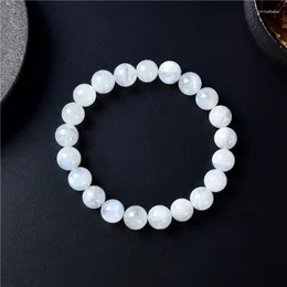 Strand Natural Rainbow Moonstone Women Bracelets Barcels Bays Blue Light for Men Round Energy Stone Beads Handmade Hift