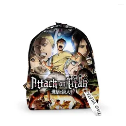 Backpack Cartoon Notebook Backpacks Borse School Attack on Titan 3D Oxford Waterproof Key Chain Accessori Boys Girls Cute