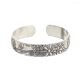 Bangle Boho Armband Vintage Tibetan Silver Open Ladies Carved Peacock Flower Mosaic Party Jewelry Gifts