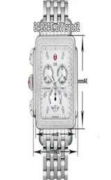 33 mm Michele Signature Deco Diamond Chronograph Mutter von Perlen Damen Quarz Uhr 4881525