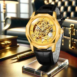 Relógio masculino de relógios de pulso com romance de design de moda de alta qualidade casual e belos mecânicos ocos de dupla face de dupla face